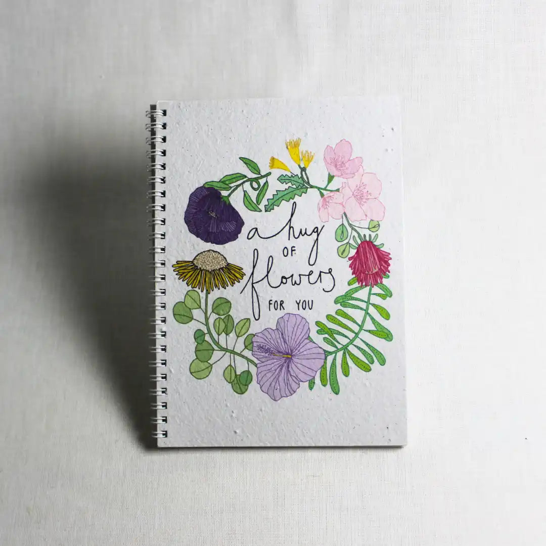 Seed paper notebook - A hug of flowers - Self-care Sanctuary