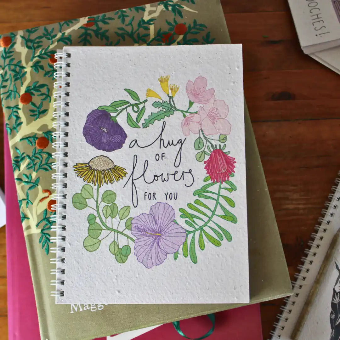 Seed paper notebook - A hug of flowers - Self-care Sanctuary