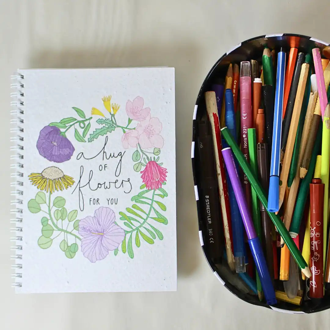 Seed paper notebook - A hug of flowers - Self-care Sanctuary